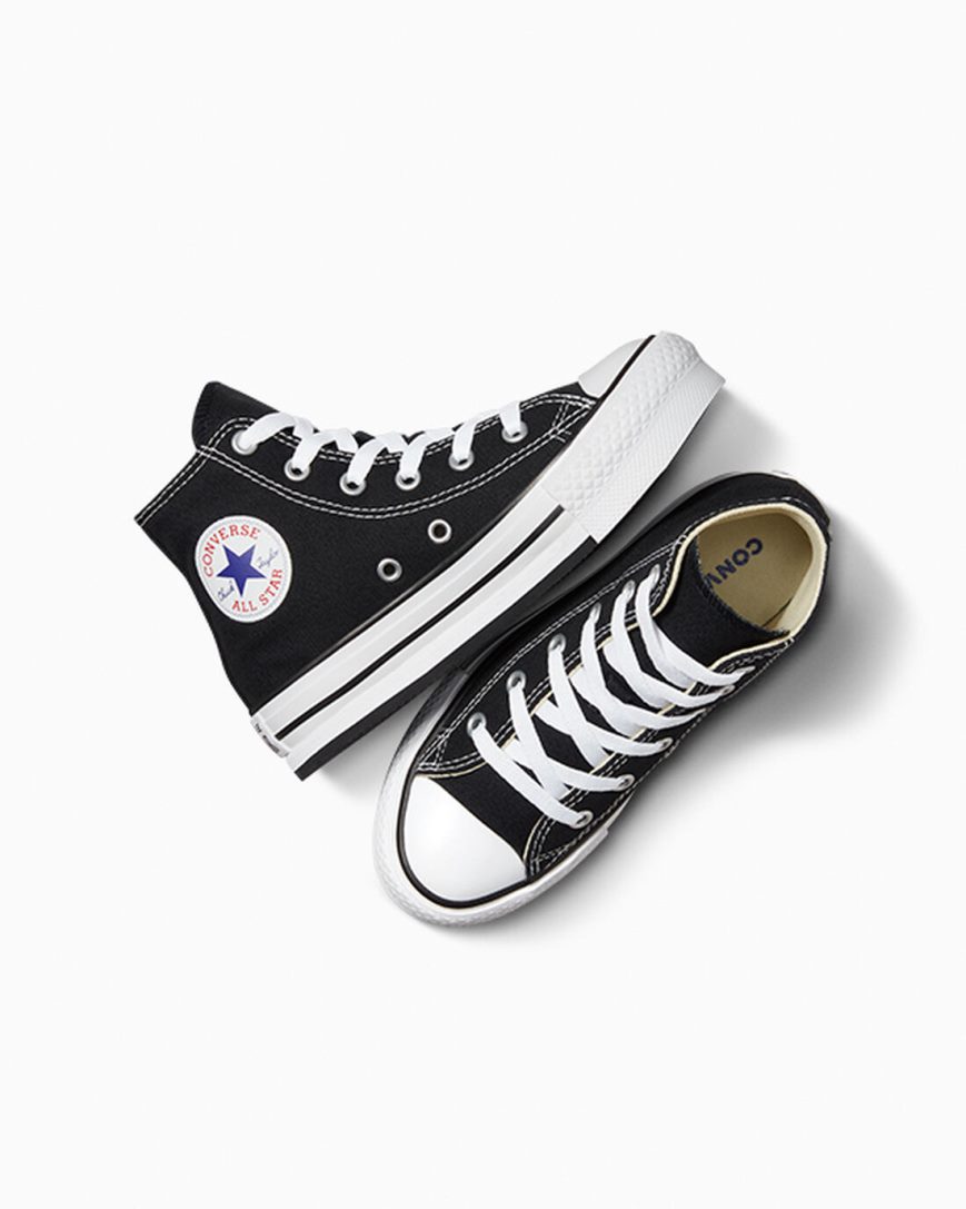 Topanky Na Platforme Converse Chuck Taylor All Star Lift Vysoke Dievcenske Čierne Biele Čierne | SK P11QBC6